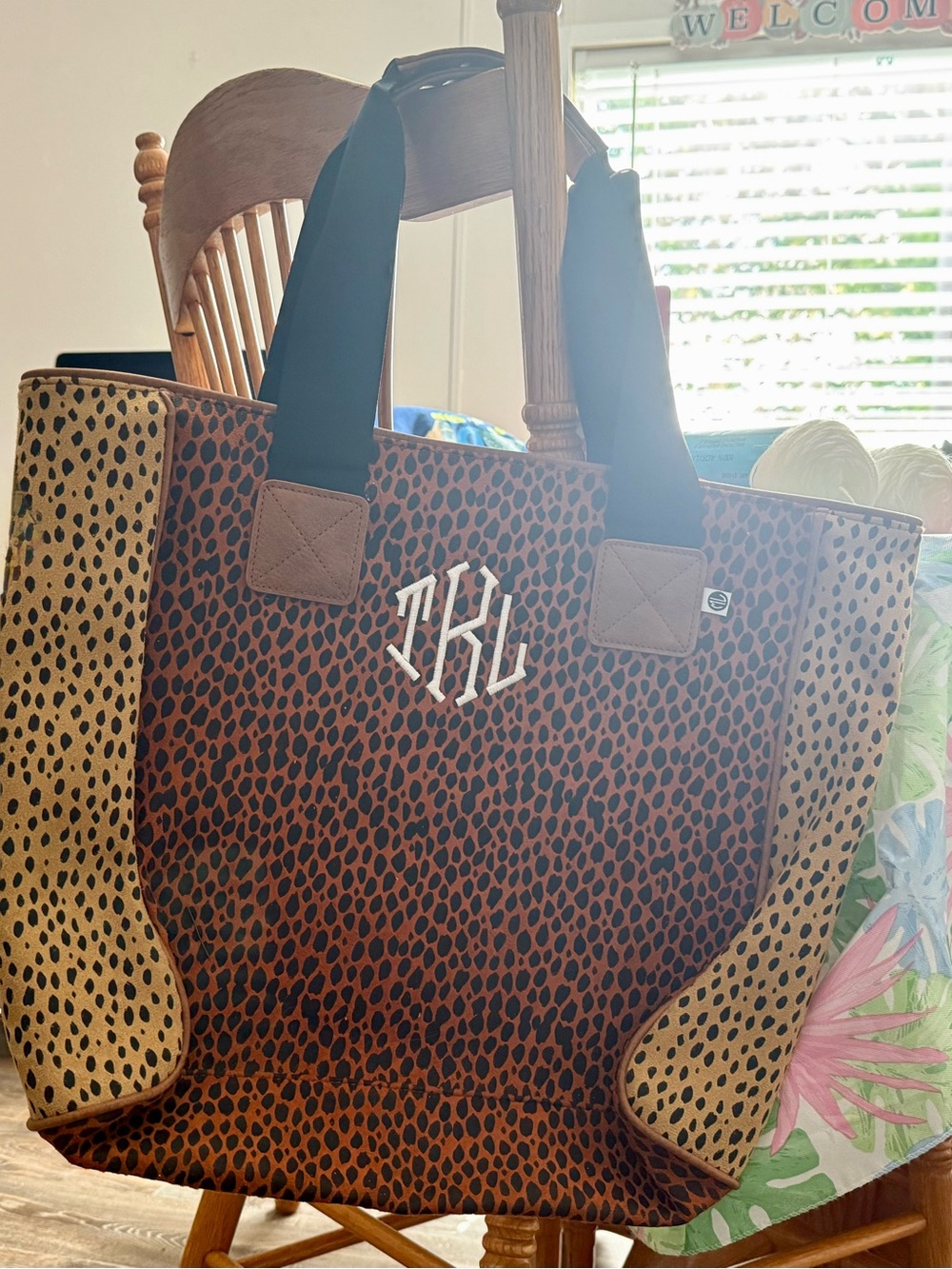 NWT Marleylilly Monogrammed Leopard Tote Bag
